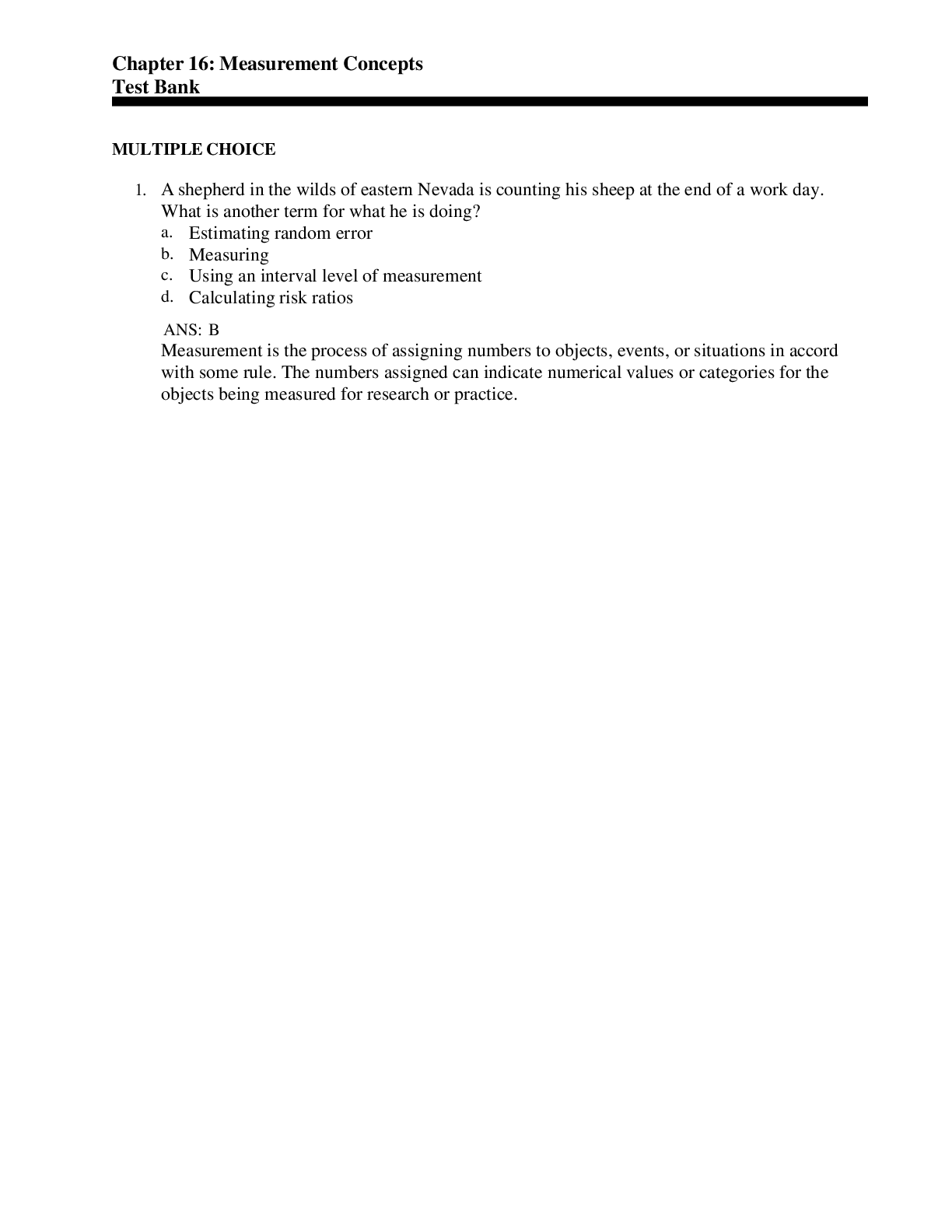 Preview image for NURS 500 - Chapter 16: Measurement Concepts Test Bank